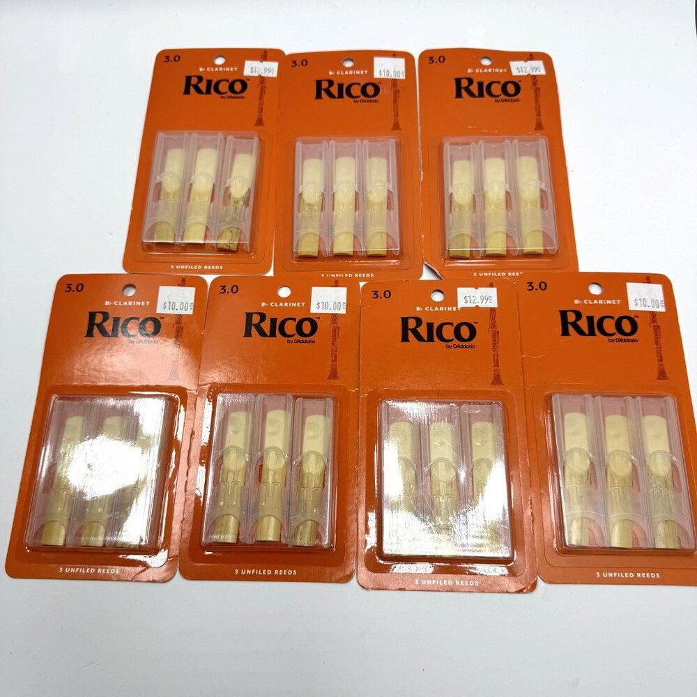 NEW Lot‎ of 7 Packs Rico Bb Clarinet Reeds Strength 3.0 RCA0320 D'Addario